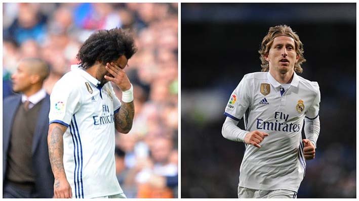 El Real Madrid confirma las lesiones de los jugadores Luka Modriic y Marcelo, quienes estarán por fuera de las canchas alrededor de un mes.