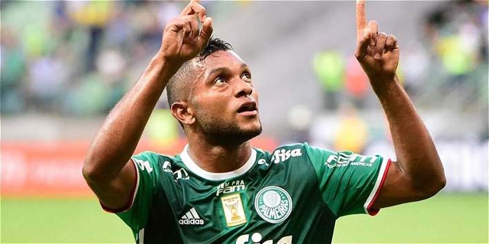 Miguel Borja festejó su primer gol con el Palmeiras.