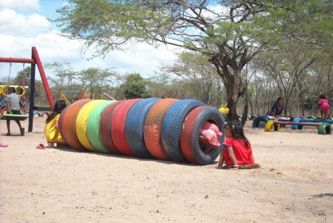 Este es primer escenario deportivo infantil en la comunidad indígena Tulumaana.