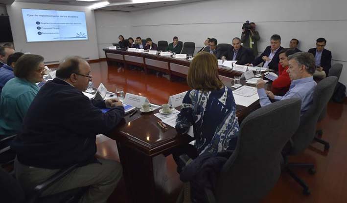 El presidente Juan Manuel Santos lideró ayer la instalación del nuevo gabinete posconflicto.