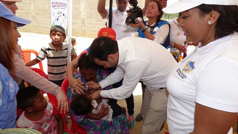 Aspecto de la jornada de vacunación realizada en el Distrito de Riohacha.