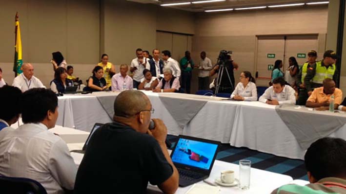 Comisión encargada de negociar los terminos para el cese del paro civico en Buenaventura.