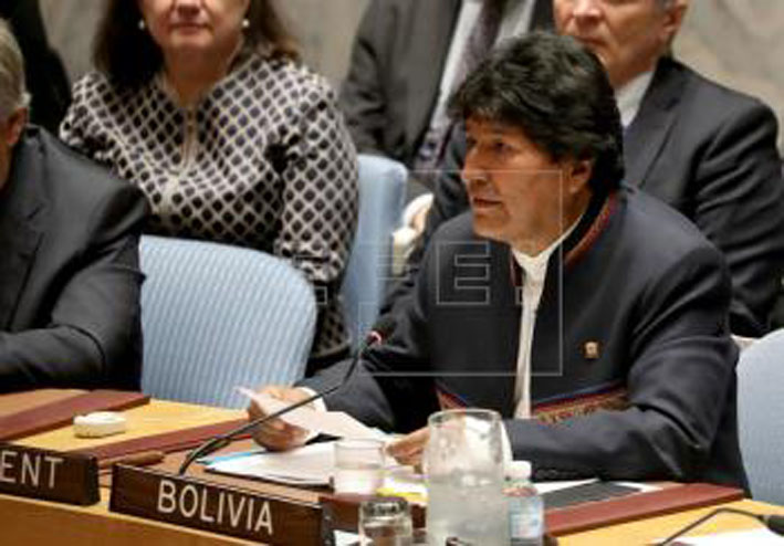 El presidente boliviano en una conferencia de alto nivel de la ONU sobre la conservación y el uso sostenible de los océanos.