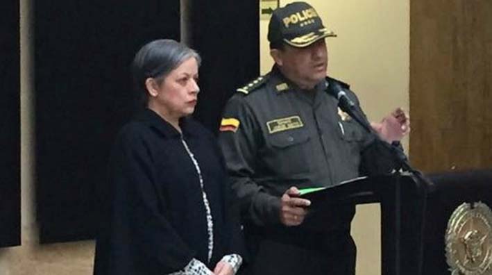 El Director de la Policía Nacional de Colombia, general Jorge Hernando Nieto Rojas, y la vicefiscal María Paulina Riveros. Foto: Policía nacional