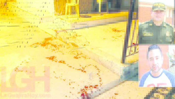 Sangre en el piso, de los hechos ocurridos en la madrugada de hoy. Coronel José Wilmer García Mendivelso, comandante del Departamento de Policía Guajira y el dirigente político de Hatonuevo Ciro David Ortiz Ospina.