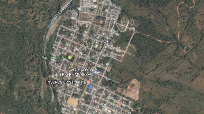Corregimiento Las Mercedes, del municipio de Sardinata. Foto Google Map.