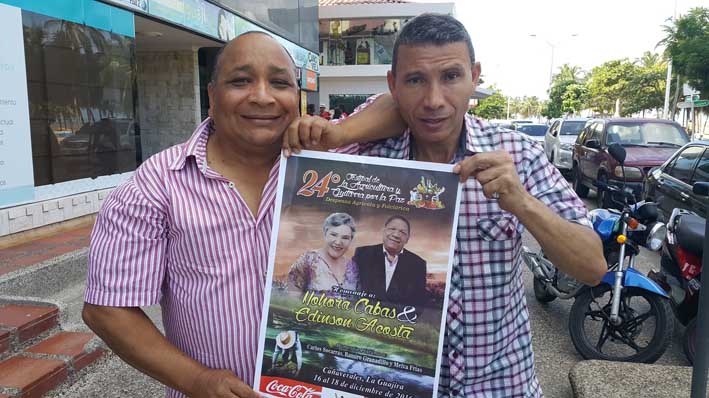 Franklin Moya y Hugues Martínez, artistas de la música vallenata y organizadores del festival de su pueblo.