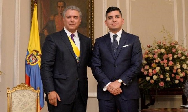 Jhonathan Malagón González junto al presidente de la República Iván Duque.
