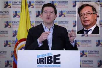 Miguel Uribe Turbay, Senador de la república por el partido Centro Democrático; Gustavo Petro, Presidente de Colombia. Miguel Uribe Turbay, Senador de la república por el partido Centro Democrático; Gustavo Petro, Presidente de Colombia.