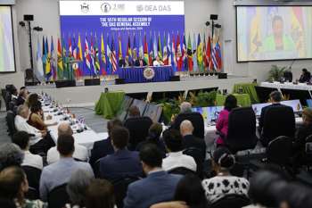 Fotografía general de la sesión de apertura de la 55ª Asamblea General de la OEA en Saint John’s (Antigua y Barbuda). EFE/ Bienvenido Velasco Fotografía general de la sesión de apertura de la 55ª Asamblea General de la OEA en Saint John’s (Antigua y Barbuda). EFE/ Bienvenido Velasco