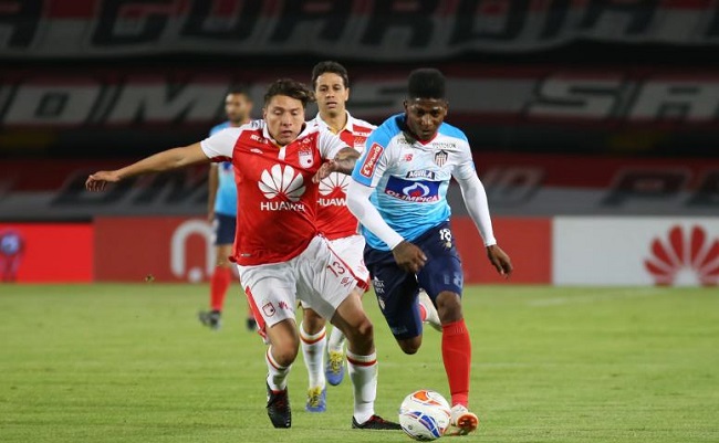 Sebastián Salazar y Yony González en Santa Fe vs Junior de Barranquilla - Liga Águila 2018-II.