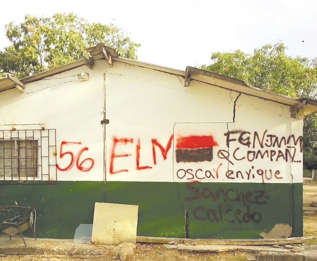 En el corregimiento de Carraipía incursionó la guerrilla del ELN, dejando grafitis alusivos a la organización.