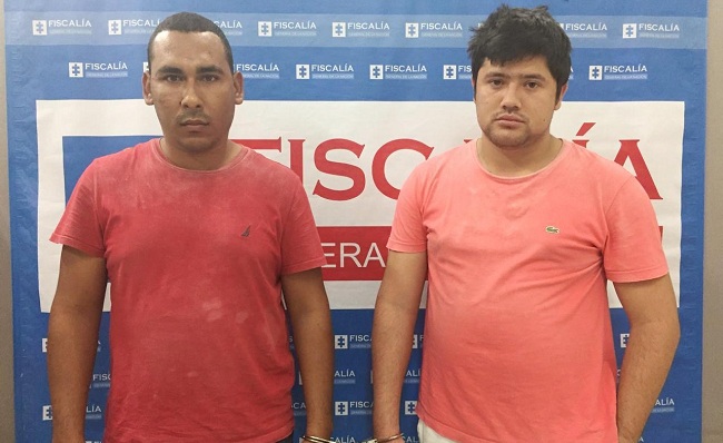 Rubén Darío Vargas Lagares y Andrés Eduardo Polanco Hernández, dos maicaeros señalados de asesinar a un hombre habitante de la calle con una piedra.