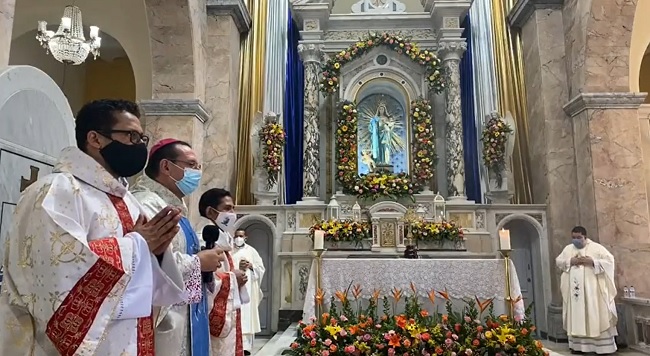 Eucaristía virtual en honor a Nuestra Señora de los Remedios, 'La Vieja Mello', en la Catedral Riohacha.