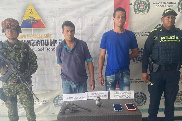 Luis Enrique Montero Navas y Deivis Estiven Durán Rivera fueron dejados a disposición de las autoridades competentes.