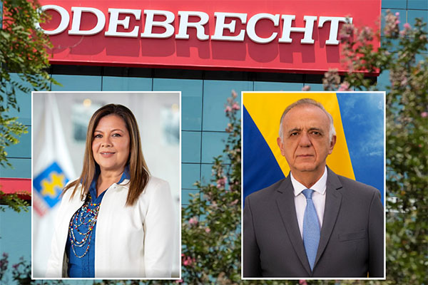 Luz Adriana Camargo Fiscal General de la Nación; Iván Velásquez, ex ministro de Defensa; en el fondo, empresa brasileña Odebretch. 