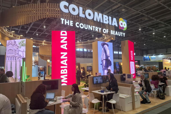 Vista del expositor de Colombia en la Feria de Turismo de Berlín (ITB).  EFE/ Rodrigo Zuleta