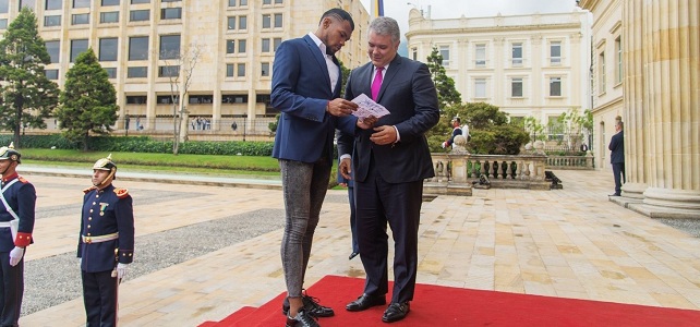 El presidente de la República, Iván Duque Márquez, recibió al atletra guajiro Anthony Zambrano en la Casa de Nariño.