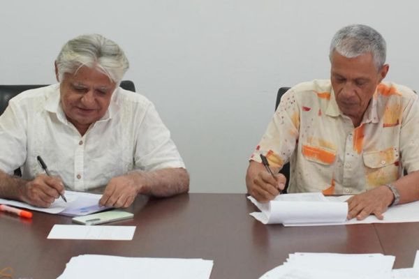 Celso Guerra y José Atuesta, jurado seleccionador de las canciones vallenatas inéditas.