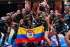 Jugadoras de la Selección colombiana de baloncesto celebrando su clasificación a la Copa Mundial.