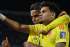 Luis Díaz, delantero de la selección Colombia, celebrando eufóricamente su gol contra Argentina. Foto EFE